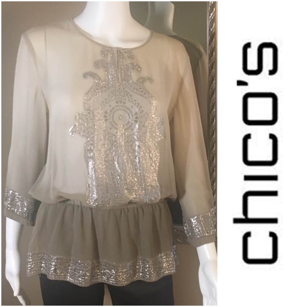 💎Silk Ombré Cache Top with Metallic Stitching💎